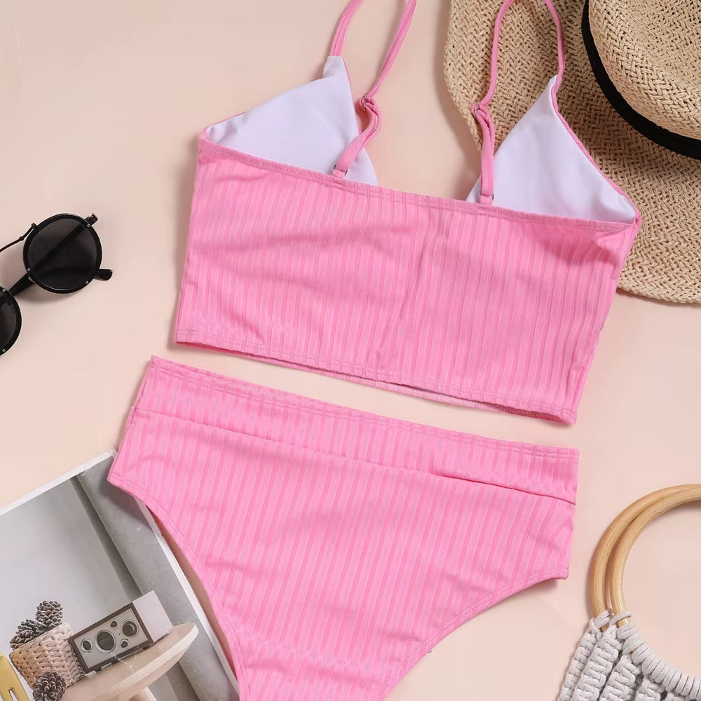 Women'S Swimwear Solid Basic Bikini Separate Swimsuit for Women Brazillian Backless Bikini Set Female Sexy Bikinis Set Swimwear